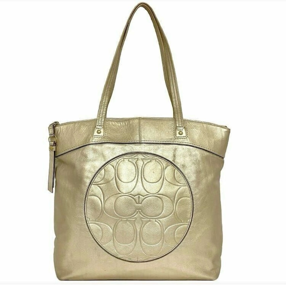 Coach Gold Leather Laura Embossed C Tote Bag